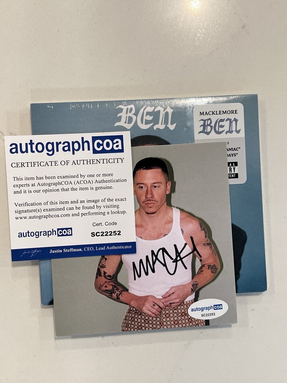 Macklemore Signed Autographed CD Ben ACOA Autographed COA Authenticated #3